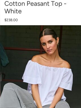 Planet by Lauren G Pheasant White Off-Shoulder Ruffle Blouse Sz 2